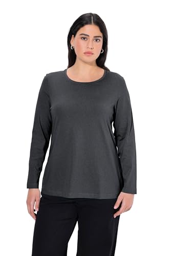 Ulla Popken Damen Langarm-shirt, Anthrazit Melange, 58-60 EU von Ulla Popken