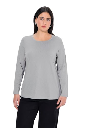 Ulla Popken Damen Langarm-shirt, Hellgrau Mélange, 50-52 EU von Ulla Popken