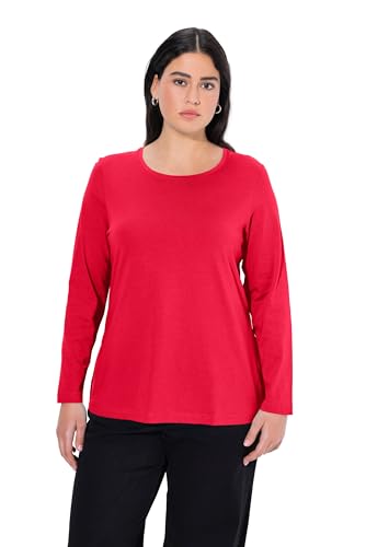 Ulla Popken Damen Langarm-shirt, Rot, 54-56 EU von Ulla Popken