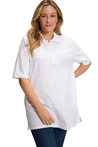 Ulla Popken Große Größen Damen Langarmshirt Polopiquee Shirt Weiß (Weiss 20),,50 DE / 52 EU von Ulla Popken