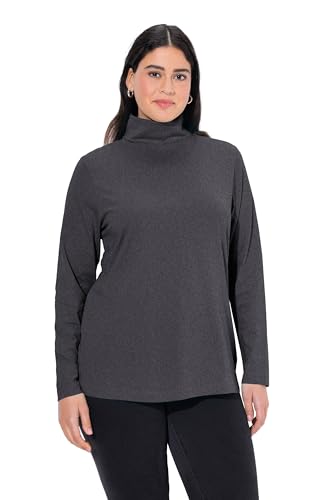 Ulla Popken Damen Basic-shirtrolli Rollkragenpullover, Anthrazit Melange, 58-60 EU von Ulla Popken