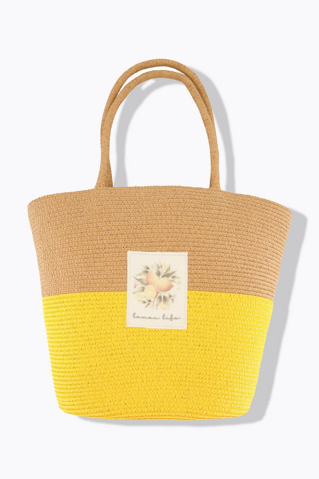 Ulla Popken Handtasche Korbtasche Zitronen-Patch Papierstroh Zipper von Ulla Popken