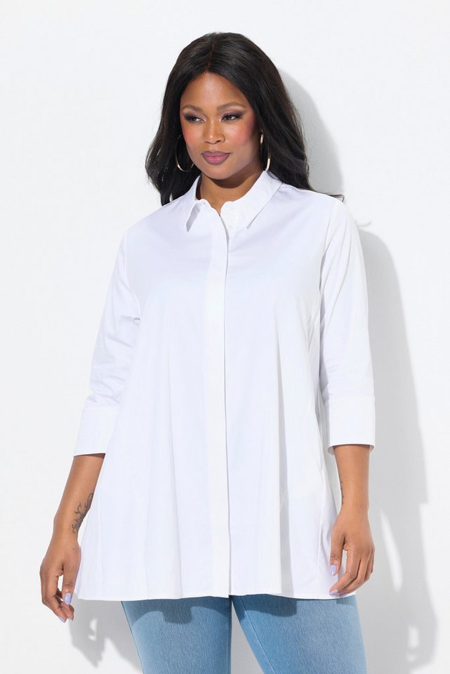 Ulla Popken Hemdbluse Bluse Godet-Einsätze A-Linie 3/4-Arm von Ulla Popken