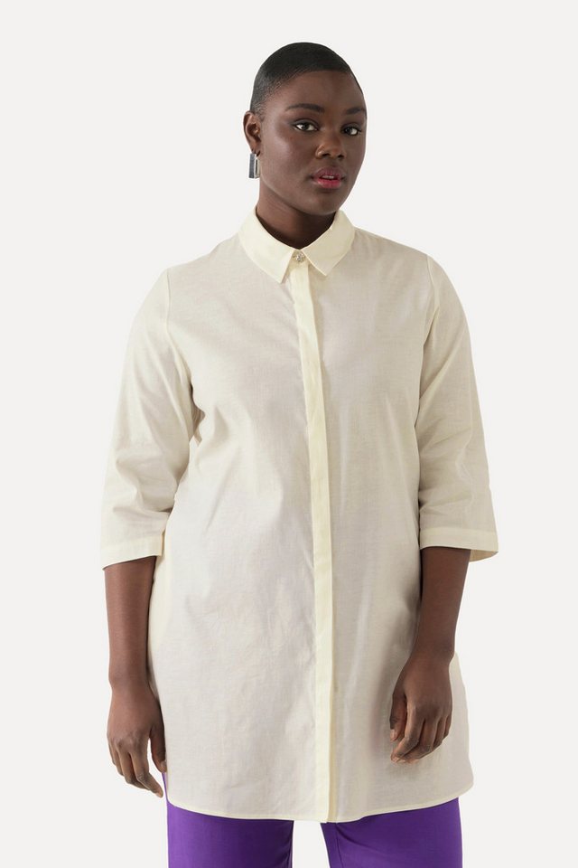 Ulla Popken Hemdbluse Bluse Leinenmix A-Linie Hemdkragen 3/4-Arm von Ulla Popken