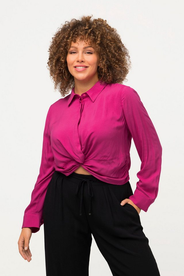 Ulla Popken Hemdbluse Hemdbluse Knoten kurz Hemdkragen Langarm von Ulla Popken