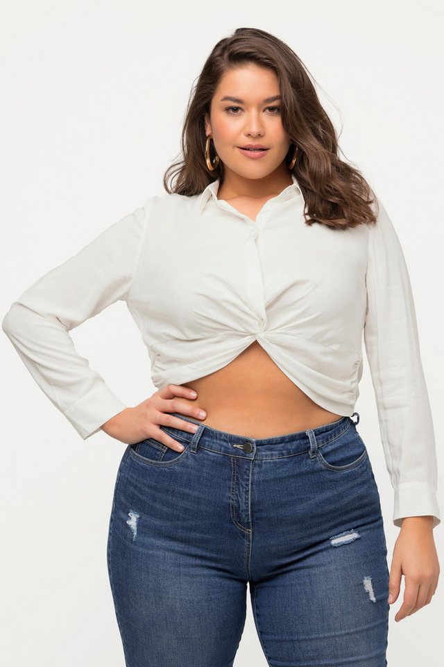Ulla Popken Hemdbluse Hemdbluse Knoten kurz Hemdkragen Langarm von Ulla Popken