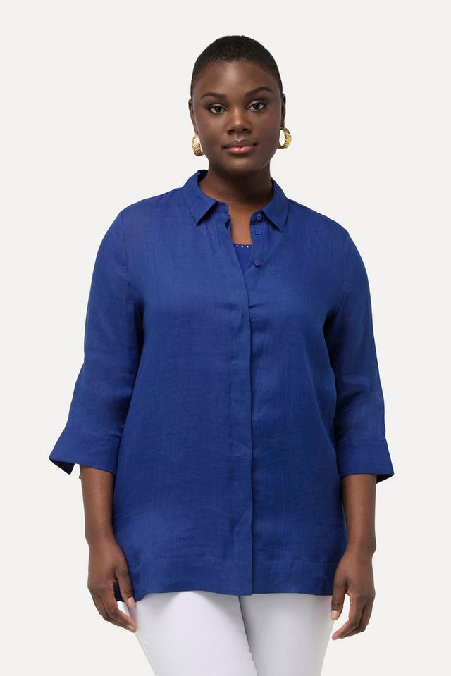 Ulla Popken Hemdbluse Ramie-Bluse Hemdkragen 3/4-Arm von Ulla Popken