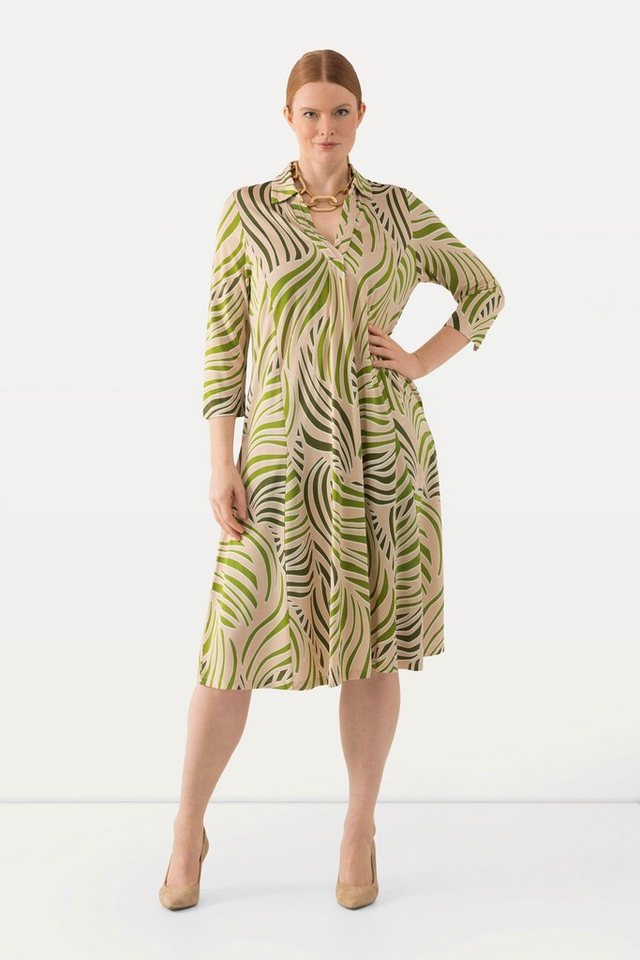 Ulla Popken Hemdblusenkleid Slinky-Midikleid Godet-Einsatz V-Ausschnitt von Ulla Popken