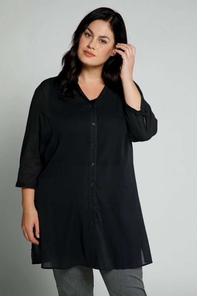 Ulla Popken Hemdblusenkleid Strandbluse Struktur Stehkragen 3/4-Arm von Ulla Popken