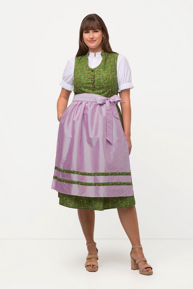 Ulla Popken Dirndl Dirndl Blüten Schmuckknöpfe V-Ausschnitt ärmellos von Ulla Popken