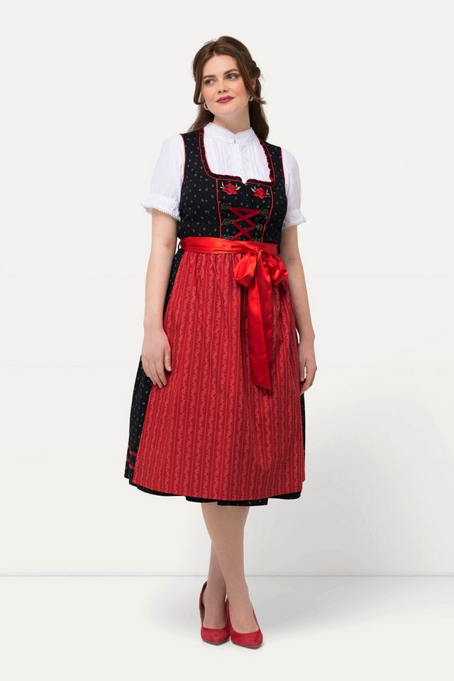 Ulla Popken Dirndl Dirndl Blütenstickerei Carree-Ausschnitt ärmellos von Ulla Popken