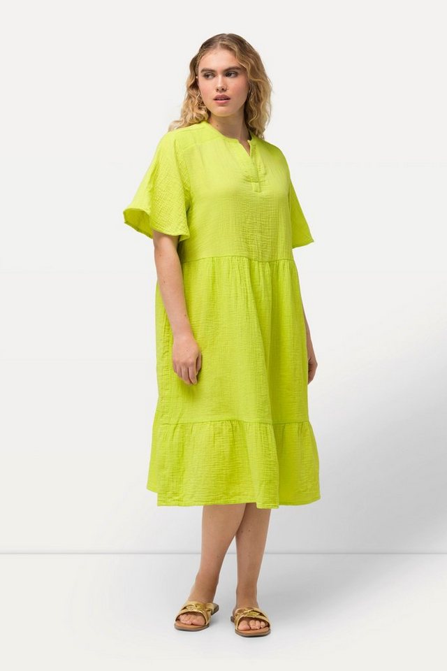 Ulla Popken Jerseykleid Musselin-Kleid A-Linie Tunika-Ausschnitt Halbarm von Ulla Popken