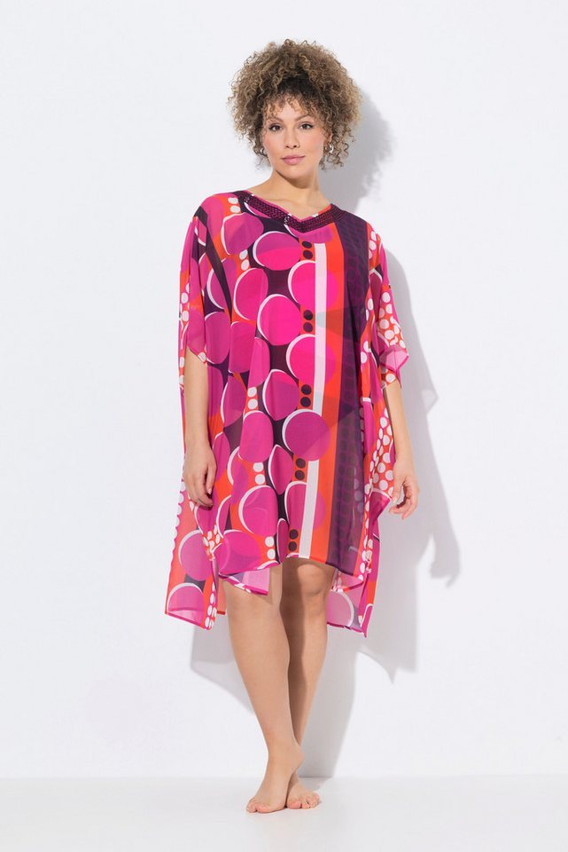 Ulla Popken Jerseykleid Tunika Chiffon Punkte Oversized V-Ausschnitt von Ulla Popken