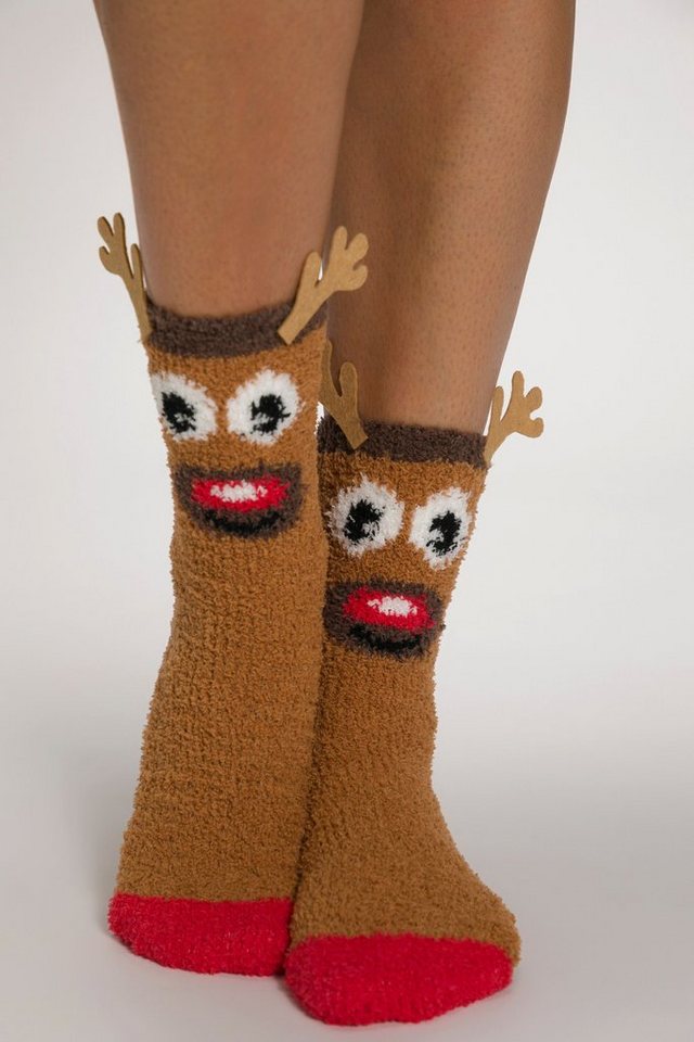 Ulla Popken Kuschelsocken Kuschelsocken Elch 3D-Geweih Weihnachtssocken von Ulla Popken