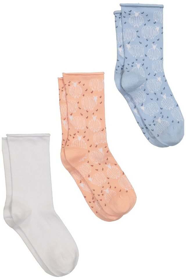 Ulla Popken Kuschelsocken Strümpfe 3er-Pack Schafe/ uni Rollkante von Ulla Popken