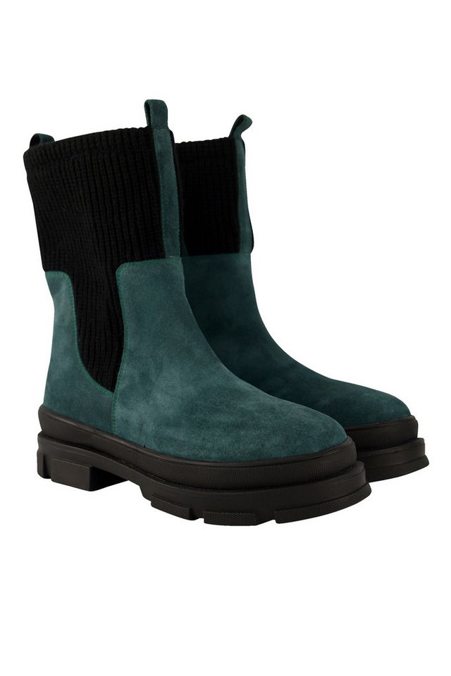 Ulla Popken Leder-Boots Strickeinsatz Wechselfußbett Weite H Stiefel von Ulla Popken