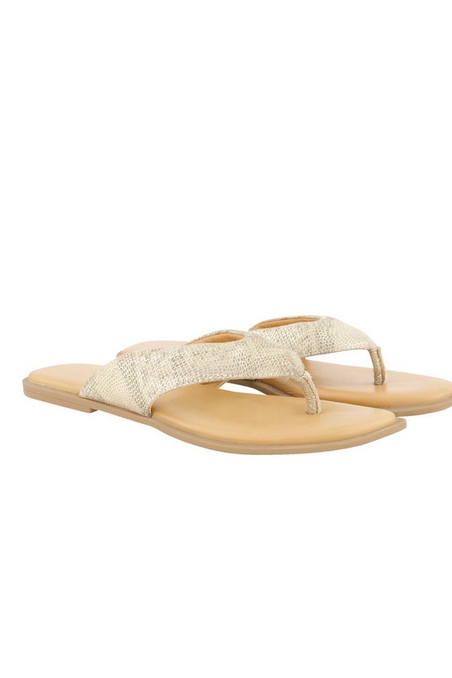 Ulla Popken Leder-Pantoletten Metallic-Riemen Zehentrenner Sandalette von Ulla Popken