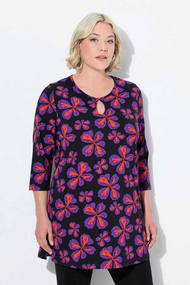 Ulla Popken Longshirt Longshirt Blüten A-Linie Rundhals 3/4-Arm Ulla Popken Longshirt Longshirt Blüten A-Linie Rundhals 3/4-Arm von Ulla Popken