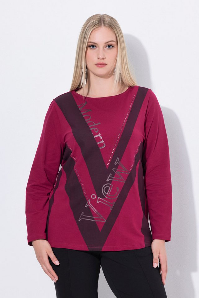 Ulla Popken Longsleeve Shirt Buchstaben U-Boot-Ausschnitt Langarm von Ulla Popken