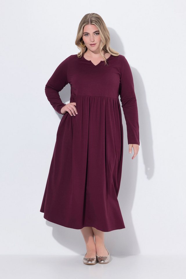 Ulla Popken Maxikleid Jersey-Maxikleid A-Linie Tunika-Ausschnitt Langarm von Ulla Popken
