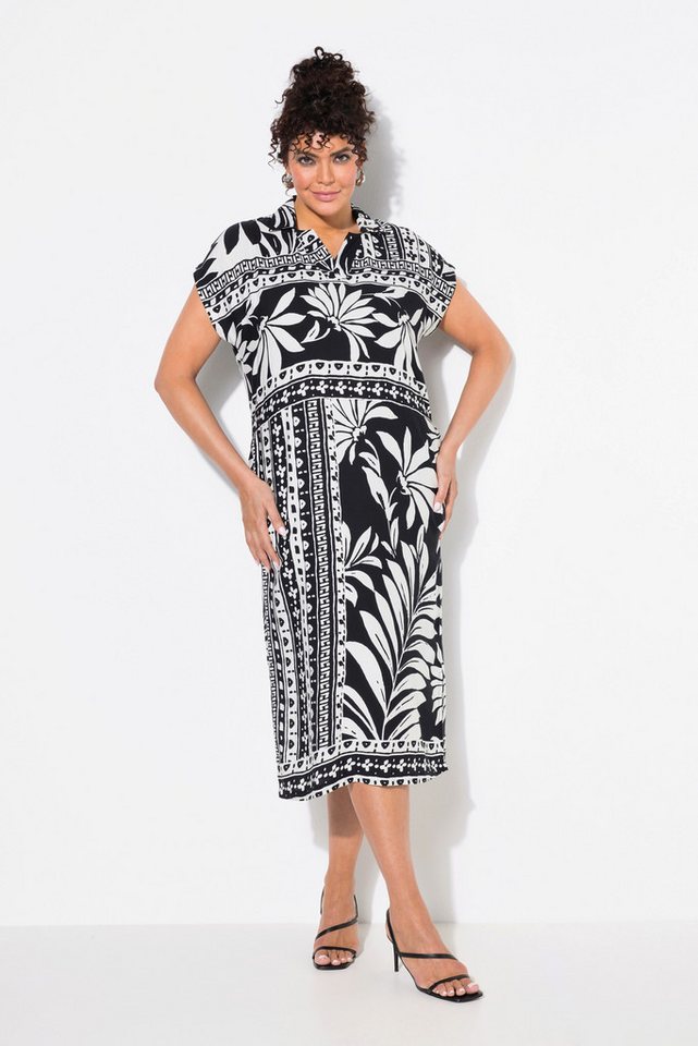 Ulla Popken Maxikleid Midikleid Oversized Hemskragen Halbarm von Ulla Popken