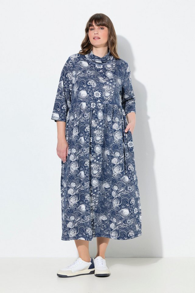Ulla Popken Midikleid Jersey-Maxikleid Stehkragen 3/4-Arm Taschen von Ulla Popken