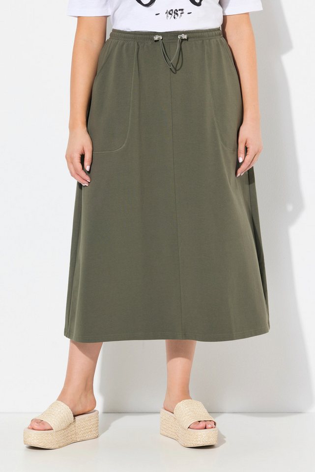 Ulla Popken Midirock Sweat-Midirock Smokbund A-Linie Taschen von Ulla Popken