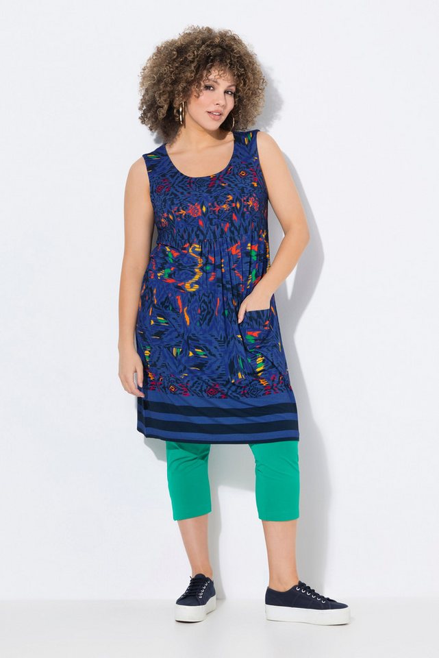 Ulla Popken Minikleid Jerseykleid bedruckt A-Linie Rundhals ärmellos von Ulla Popken