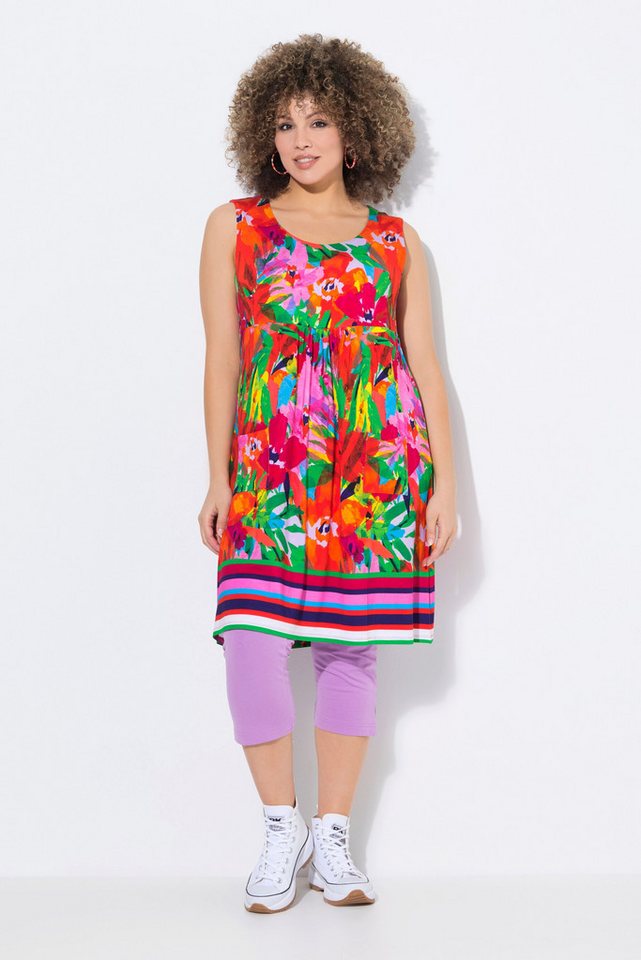 Ulla Popken Minikleid Jerseykleid bedruckt A-Linie Rundhals ärmellos von Ulla Popken