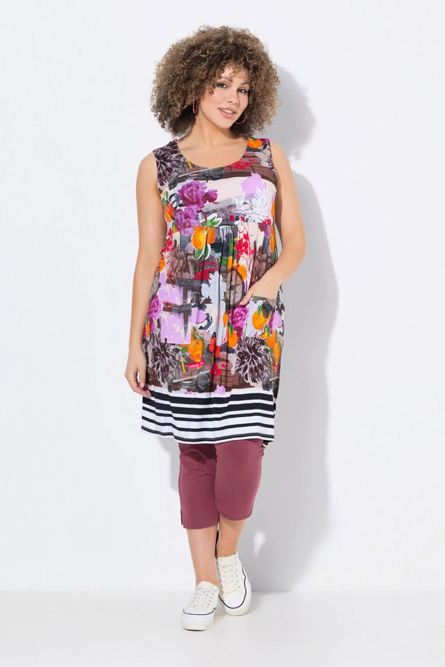 Ulla Popken Minikleid Jerseykleid bedruckt A-Linie Rundhals ärmellos von Ulla Popken