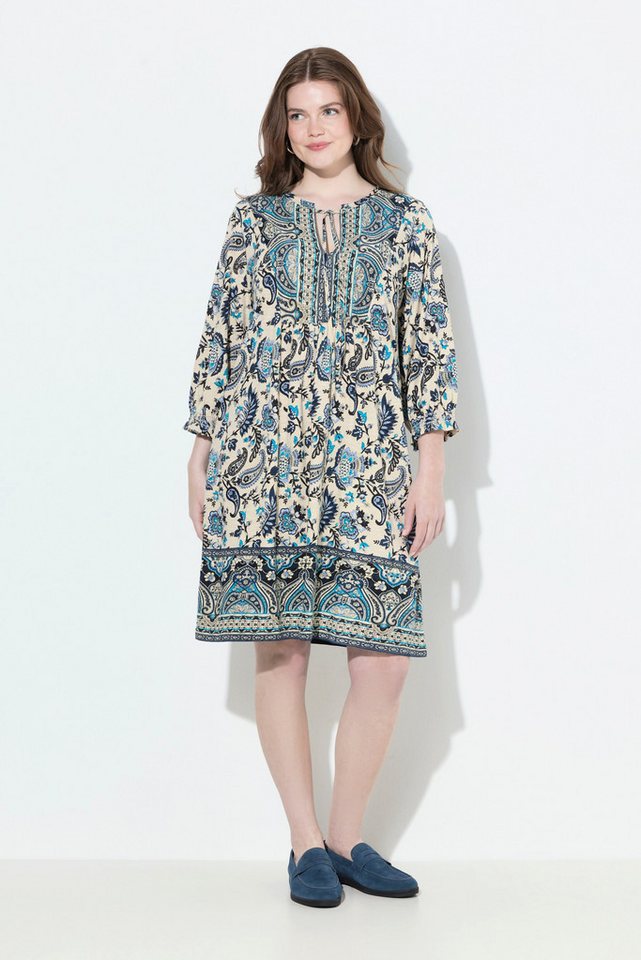 Ulla Popken Minikleid Kleid Boho-Druck A-Linie Rundhals 3/4-Arm von Ulla Popken