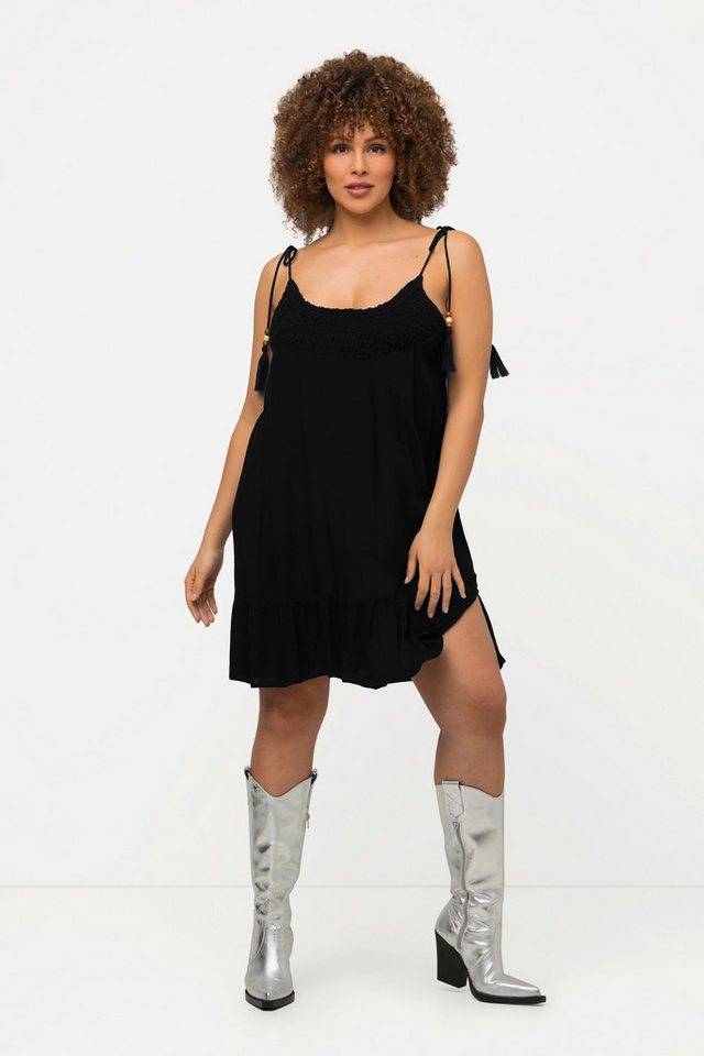 Ulla Popken Minikleid Kleid Krepp Träger zum Binden Rundhals ärmellos von Ulla Popken