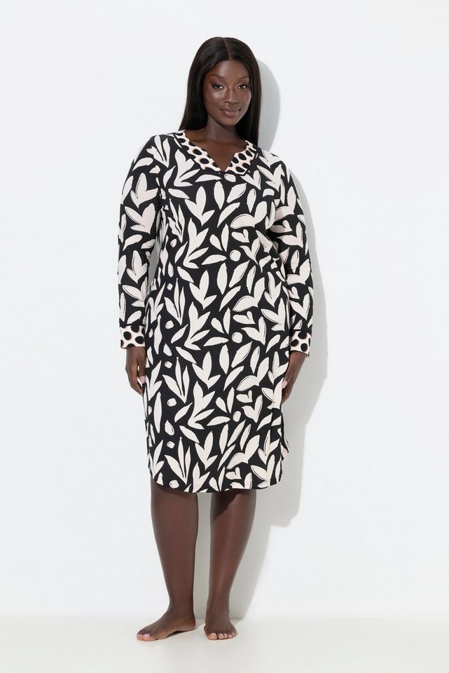 Ulla Popken Nachthemd Nachthemd floraler Druck Tunika-Ausschnitt Langarm von Ulla Popken