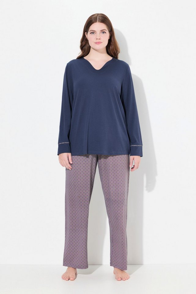 Ulla Popken Pyjama Pyjama Zweiteiler Tunika-Ausschnitt Langarm von Ulla Popken