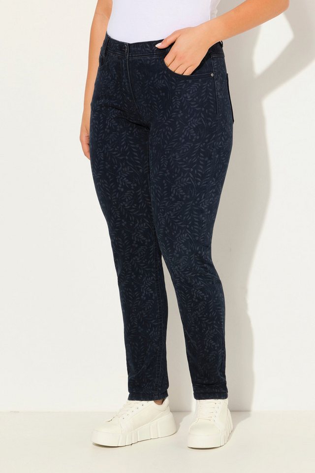 Ulla Popken Regular-fit-Jeans Boyfriend-Jeans weites Bein Laserprint-Muster von Ulla Popken