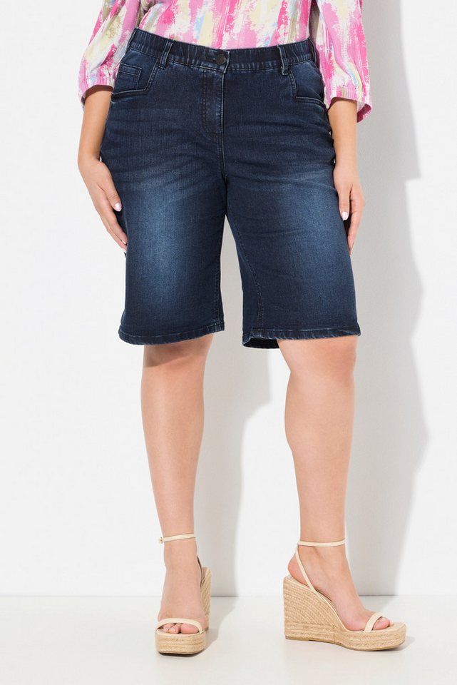 Ulla Popken Regular-fit-Jeans Boyfriend-Jeansbermuda weites Bein Elastikbund von Ulla Popken