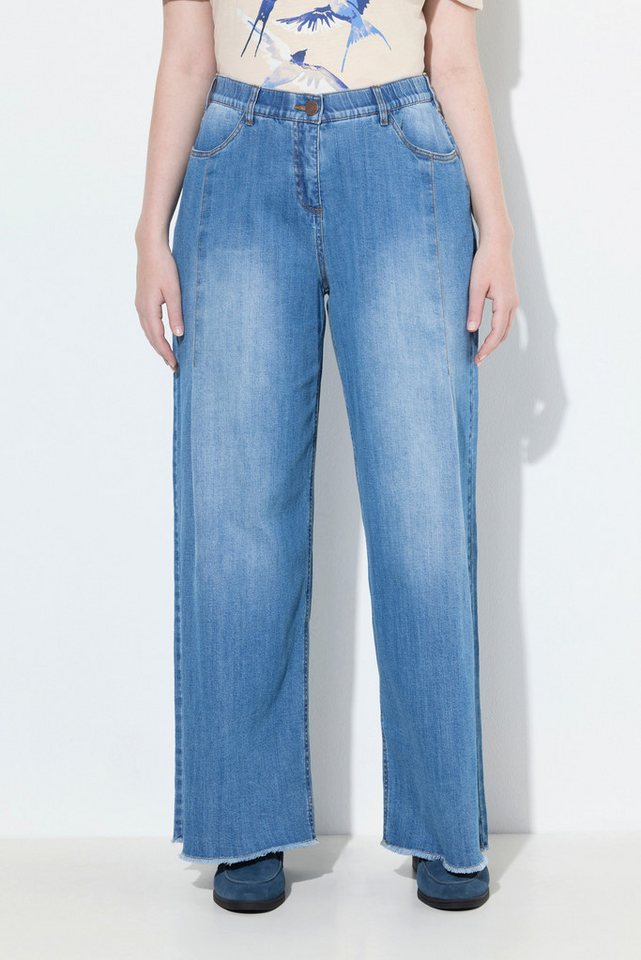 Ulla Popken Regular-fit-Jeans Jeans Mary weites Bein Fransensaum Stretchdenim von Ulla Popken
