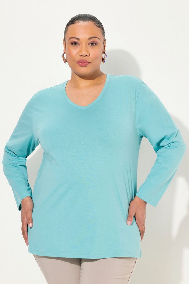 Ulla Popken Rundhalsshirt Shirt V-Ausschnitt Relaxed Langarm Ulla Popken Rundhalsshirt Shirt V-Ausschnitt Relaxed Langarm von Ulla Popken