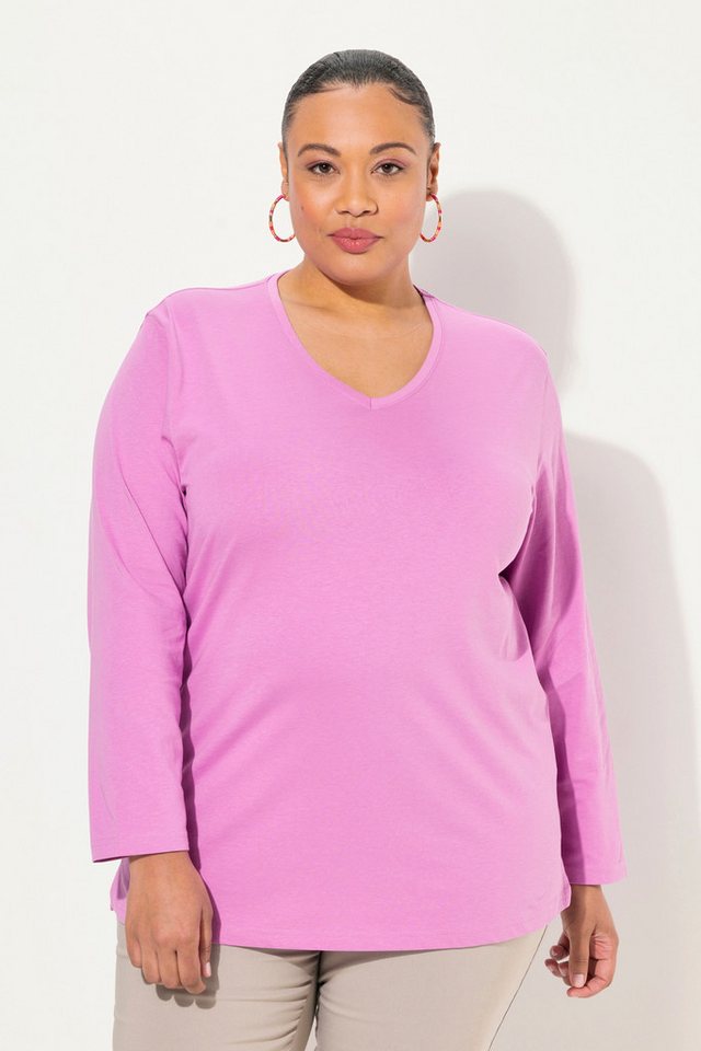 Ulla Popken T-Shirt Shirt V-Ausschnitt Relaxed Langarm von Ulla Popken