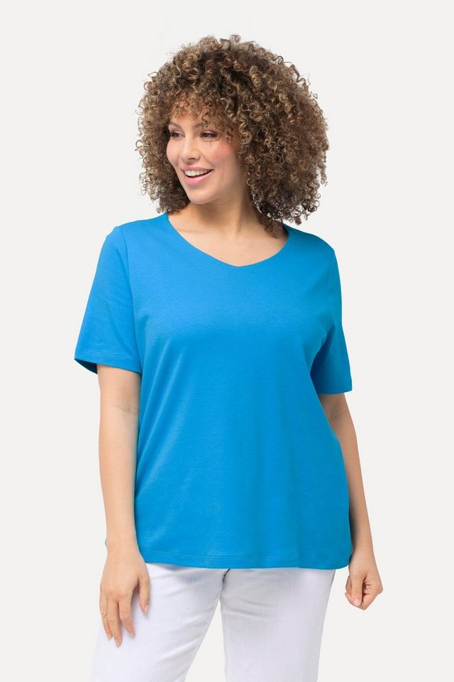 Ulla Popken T-Shirt Shirt doppellagige Vorderseite Slim Rundhals von Ulla Popken