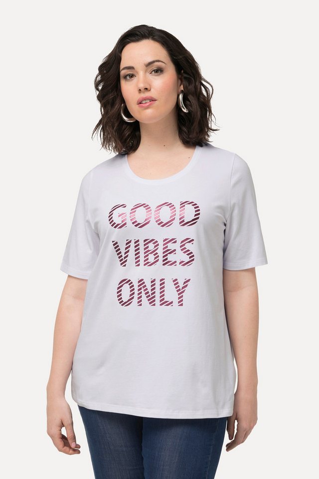 Ulla Popken T-Shirt T-Shirt Good Vibes Only Rundhals Halbarm von Ulla Popken
