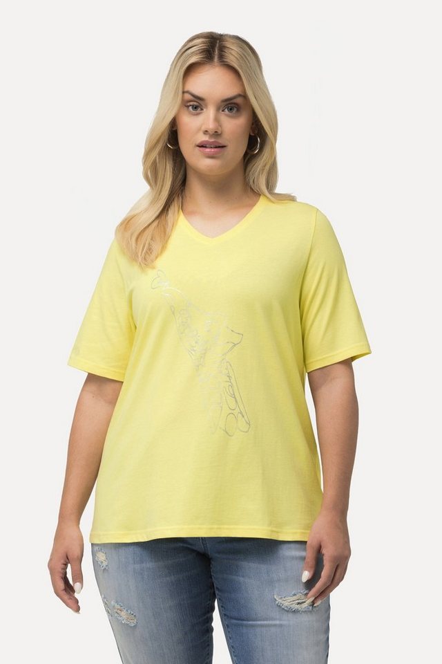 Ulla Popken T-Shirt T-Shirt Metallic-Tier Classic V-Ausschnitt Halbarm von Ulla Popken