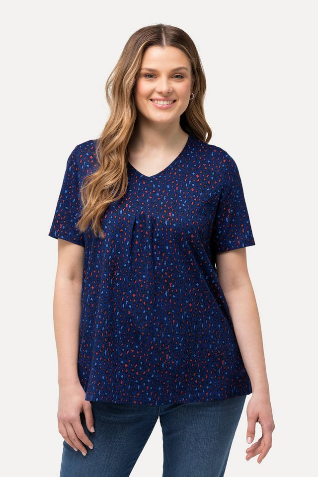 Ulla Popken T-Shirt T-Shirt Zierfalten A-Linie V-Ausschnitt Halbarm von Ulla Popken