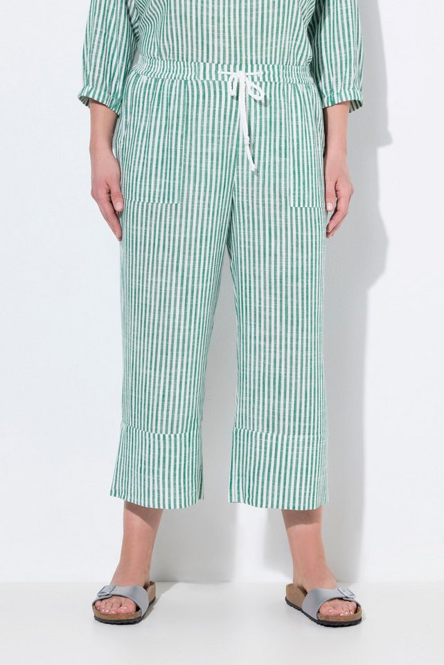 Ulla Popken Schlupfhose Leinenmix-Culotte Rose Streifen weites Bein Ulla Popken Schlupfhose Leinenmix-Culotte Rose Streifen weites Bein von Ulla Popken