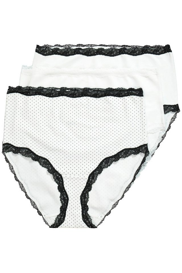 Ulla Popken Slip Maxislips 3er-Pack Spitzenkanten Punkte/einfarbig von Ulla Popken