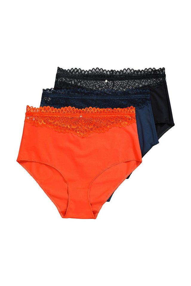 Ulla Popken Slip TruYou Maxislips 3er-Pack Spitzen-Bündchen von Ulla Popken