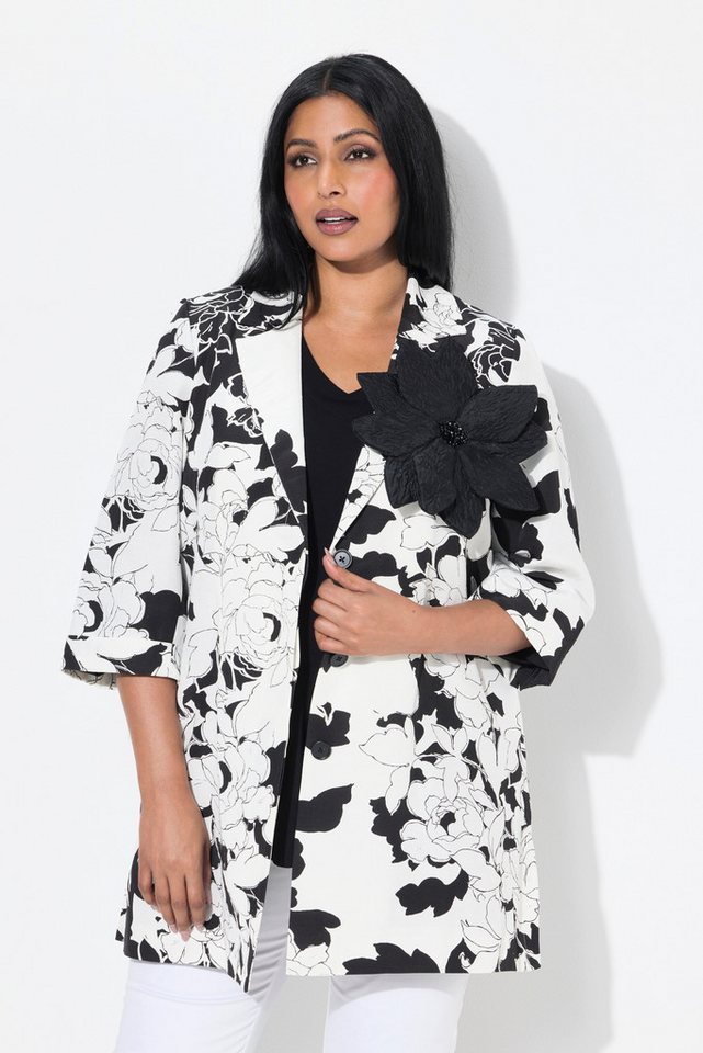 Ulla Popken Sommerjacke Jacke Rippstruktur Reverskragen Blüte abnehmbar von Ulla Popken