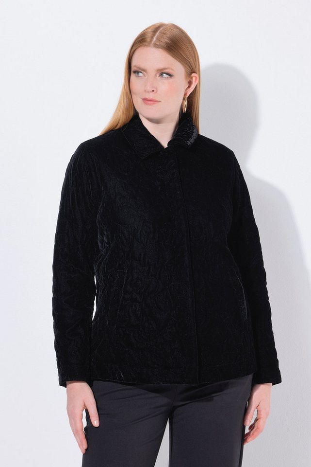 Ulla Popken Sommerjacke Samtjacke Stickerei Hemdkragen Langarm von Ulla Popken