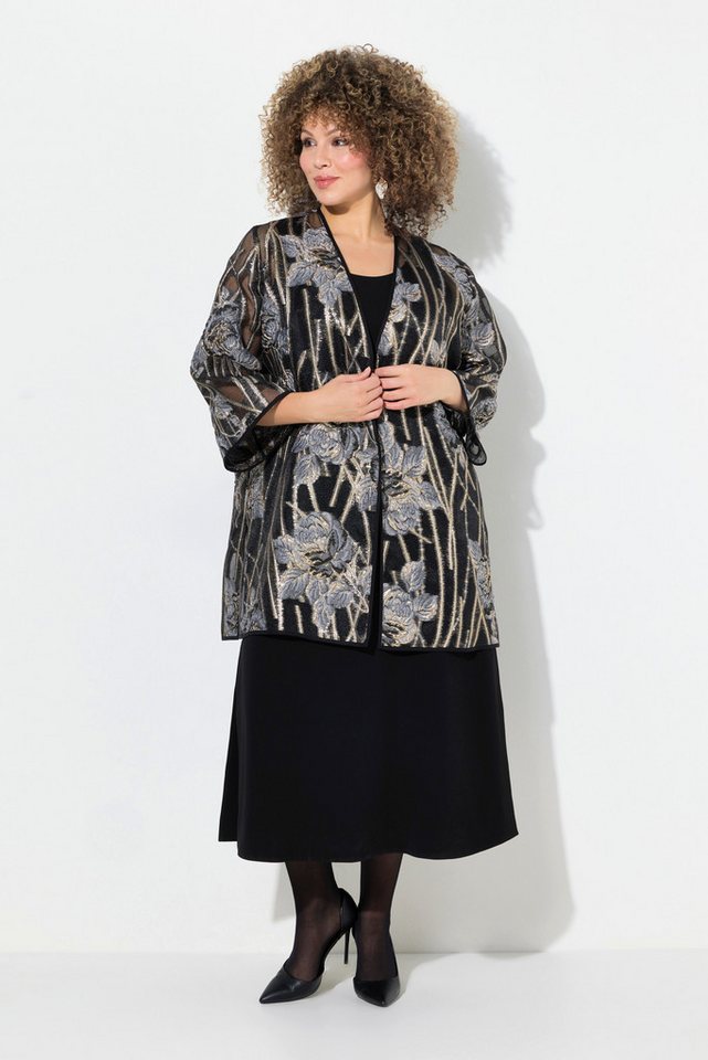 Ulla Popken Sommerjacke Spitzen-Jacke offene Jacke V-Ausschnitt 3/4-Arm von Ulla Popken