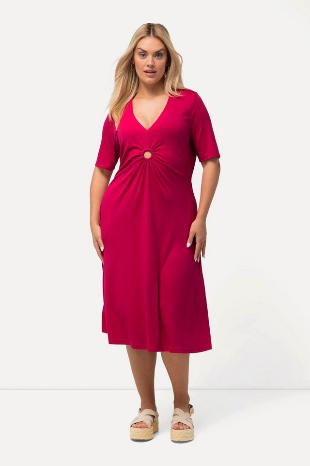 Ulla Popken Sommerkleid Jersey-Midikleid A-Linie V-Ausschnitt Halbarm von Ulla Popken